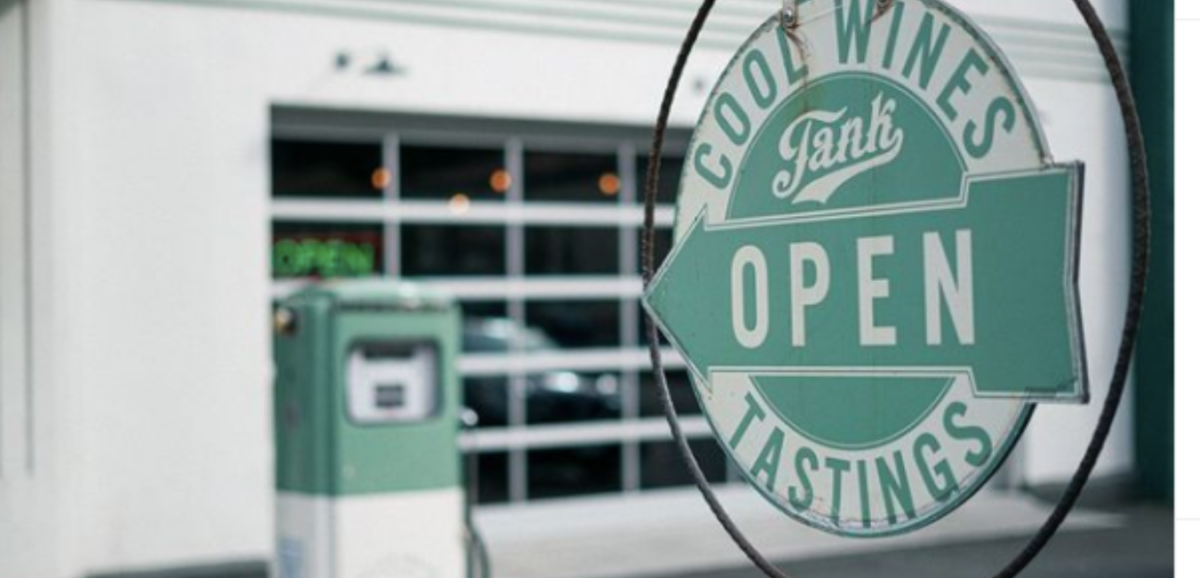 Tank Garage Winery Open Sign 